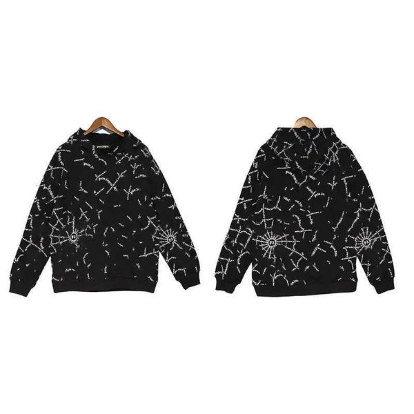 

palm angels palm angels 22 autumn winter new men's black spider web print long sleeve hooded sweatshirt