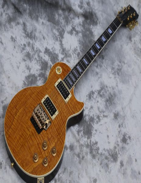 

custom electric guitar locking tremolo natural guitar one piece body ebondy fingerboardkoa tiger flamedin stock shipp6826272