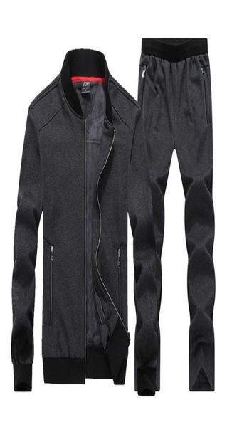 

wholenew autumn winter men sporting suit hoodies jacketpant sweatsuit two piece set tracksuit sportswear thick for men clothi7008861, Black;blue