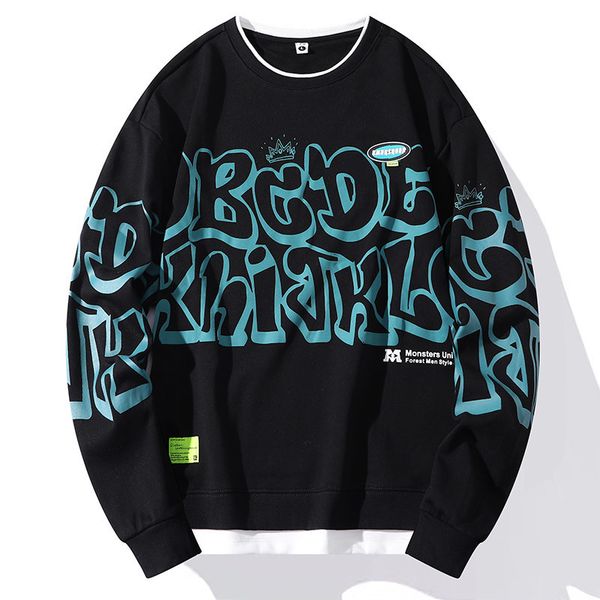 

men s polos mens hooded tracksuit autumn spring korean harajuku couple outfit letter print pullover sweatshirt hip hop streetwear 230629, White;black
