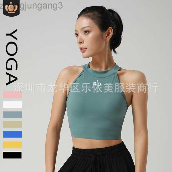 

desginer alo yoga tanksalobra beauty back one piece cup fitness tank for women's outwear running shockproof sleeveless short top, White