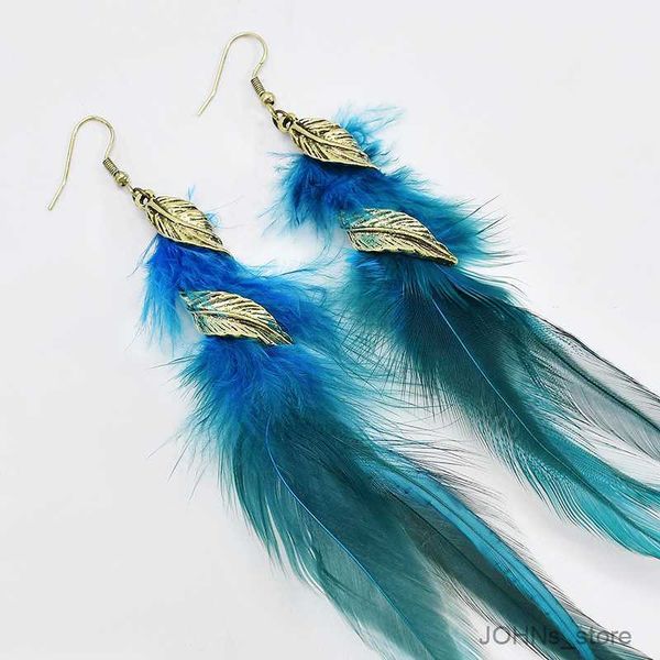 

stud vintage long exaggerated irregular feather earrings for women ethnic gold twist asymmetry earrings jewelry r230630, Golden;silver