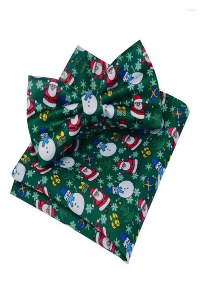 

bow ties ricnais 2022 fashion silk pocket square set yellow red print santa claus snowman for men christmas party bowtie9770503, Black;gray