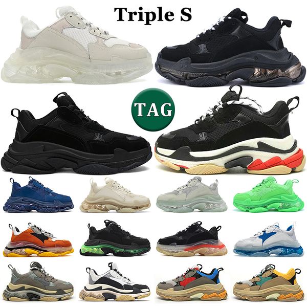 

designer triple s sneakers casual shoes men women platform clear sole black white grey red blue neon green beige pink mens trainers sports p