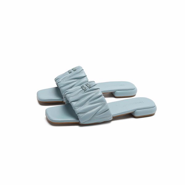 

women designer mius slide beach sandals family shoes slippers for female outwear fashion 2023 summer small versatile square flat bottom v2zu