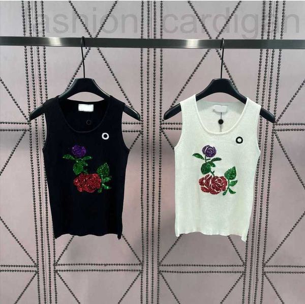 

women's t-shirt designer 2023 fashion new summer o-neck flower embroidery sleeveless tank women lady elegant loose t-shirts as65, White