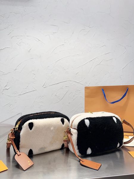 

fashion design teddy series women's cashmere luxury winter shoulder bag mini flip bag camera bag handbag purse messenger bag