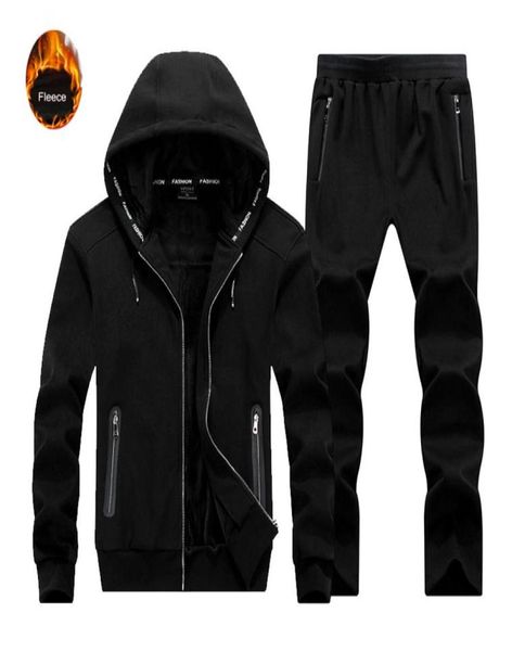 

2019 plus size 9xl jogging suits men running set fleece warm sportswear running jacket tracksuit sport suits gym workout clothes1345223, Black;blue