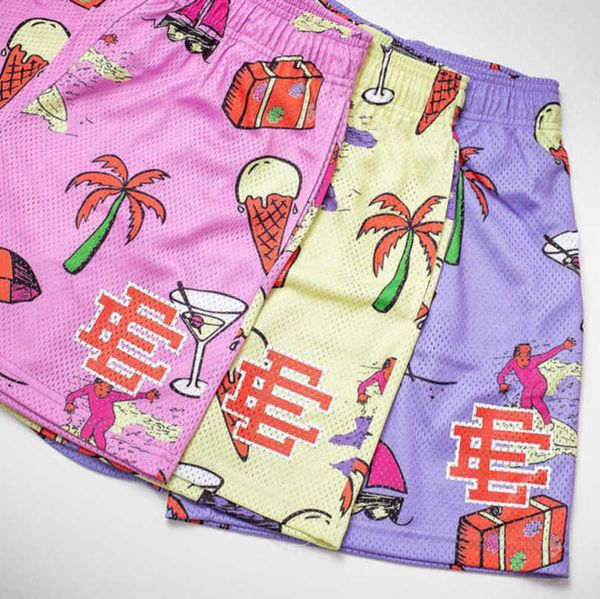 

luxury fashion men's ee shorts basic eric emanuel new york city skyline brand men women jog casual loose fitness sports beach pants mes, White;black