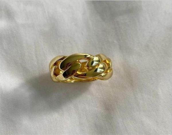 

cluster rings yikuf88 women ring titanium steel gold plated female fashion retro european and american net red chain index finger7096436, Golden;silver