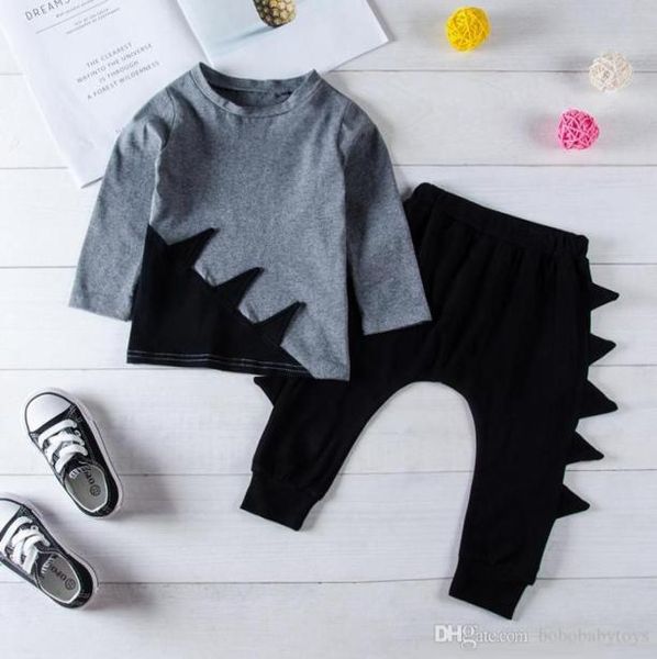 

kids clothes baby boys dinosaur 2piece set outfits 15t long sleeve baby boys sport casual toddler clothes kid clothing p47749463, White