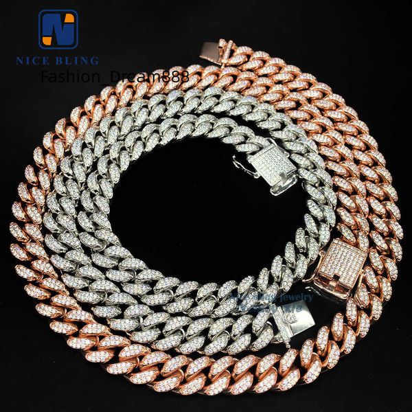 

bling pass diamond 925 sterling silver iced out vvs moissanite diamond cuban link chain hip hop jewelry necklace