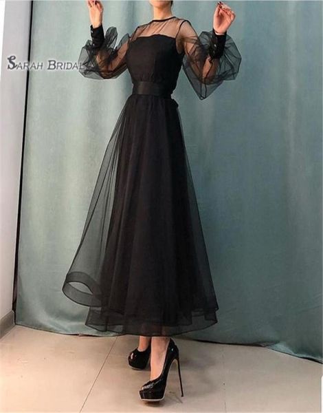 

black ankle length jewel long sleeves prom dresses vestidos de festa in stock s highend occasion dress8711597