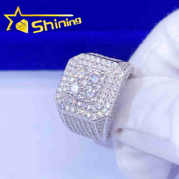 

luxury design mens ring gold plated 925 sterling silver d-vvs1 moissanite diamond iced out ring hip hop jewelry