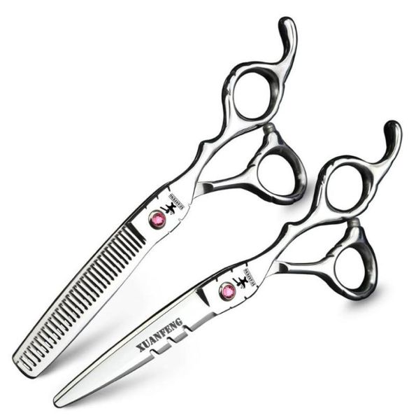 

silver 55 inch 6 inch professional hairdressing scissors japan 440c cutting scissors and thinning set2083560