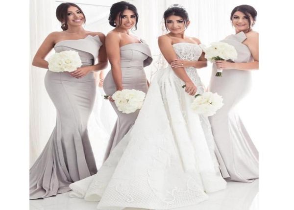 

2019 glamorous strapless sleeveless mermaid bridesmaid dress ruffle zipper back long wedding guest dresses floor length maid of ho7936585, White;pink