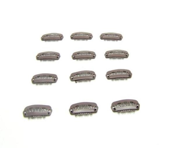 

smallest 24cm 6 teeth hair clips for hair extensionstoupees clipshair extension toolslight brown100pcs8608539, Black;brown