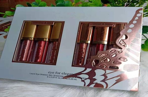 

new eye for elegance set shimmer glitter liquid eyeshadow 6pcs travel set makeup glow eye dhl 9990850