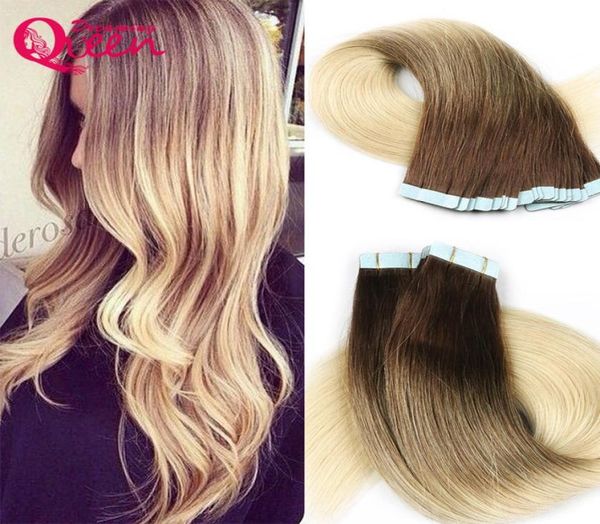 

t3613 blonde color tape in human hair extensions brazilian straight virgin human hair skin weft 50g 20pcsset dreaming queen hair3450540, Black