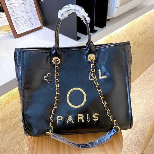 

women's luxury fashion hand bags beach bag brand ch metal badge classic totes handbags small mini pearl handbag female capacity large l