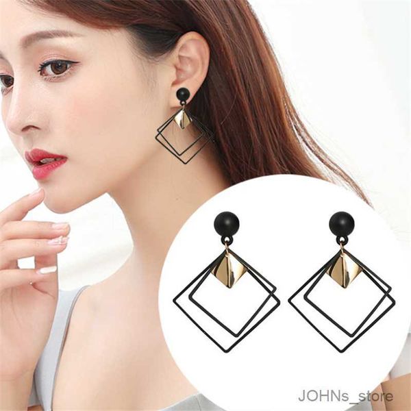 

stud drop dangle earrings for women summer big rhombus statement black green khaki cute earrings trend jewelry r230630, Golden;silver
