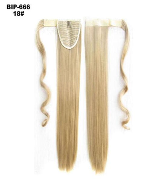 

22inch long straight synthetic hair ponytail pony tail false hair extensions hairpiece fairy tail hairpins3296886, Black