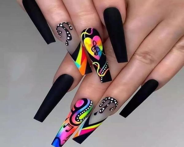 

press on nails luxury whole fake nail ballet a039s colorful score shows temperament european and american long wear armor r4193677, Red;gold