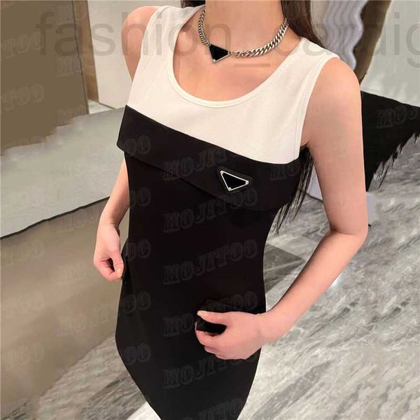 

plus size dresses designer luxury designer knit vest dress brand womens skirts summer sleeveless tank for woman c8c5, Black