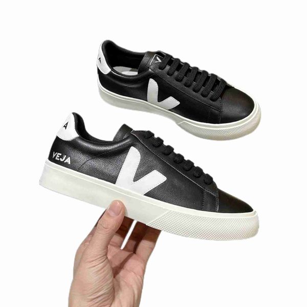

designer men high veja shoes womens sneakers lace up shoes men's classic white fashion couples vegetarianism style original veja campo, Black