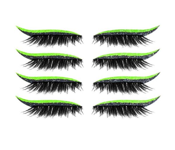 

4 pair reusable false lashes eyeliners lash sticker 7 color waterproof eyeliner eyelash stickers easy to use and remove1344564