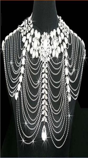 

body jewerly diamond crystal rhinestone tassel shoulder chain shawl wrap cape bride weddingm bridal wraps9334023, White