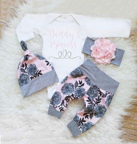 

kids designer newborn infant baby clothes set girl039s bodysuit pants leggings hat suits baby girl clothes7154112, White