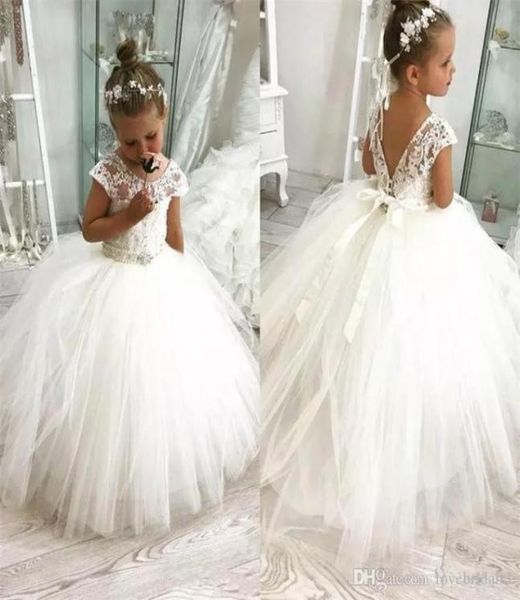 

2020 new empire waist vintage flower girl dress with cap sleeves4809763, White;blue