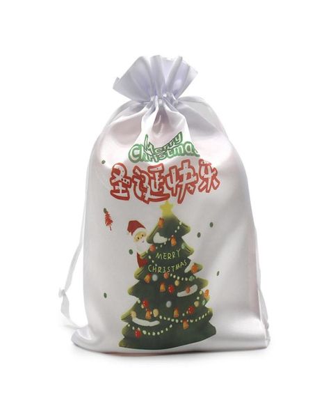 

sublimation christmas candy handbags blank white diy thermal transfer drawstring wristlets pocket storage package gift jewelry bag8558839, Black