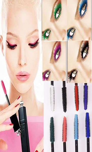 

rainbow colorful mascara professional eyes makeup waterproof easy remove punk blue white red black purple lengthen eyelashes color5585506