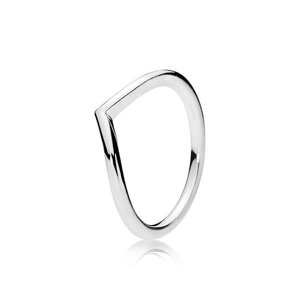 

polished wishbone ring for pandora real 925 sterling silver stacking rings designer jewelry for women girls sisters gift luxury ring with or, Slivery;golden