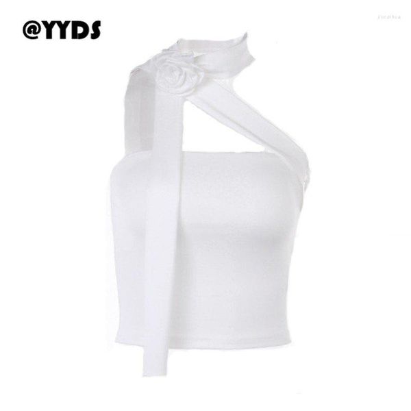 

women's tanks black and white flower scarf streamer short style spicy girls summer fashion with open navel versatile tank