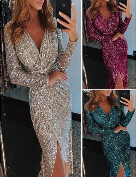 

little black dress knee length cocktail dresses 2019 v neck long sleeve short modest rose gold sequins arabic prom party evening g7848126