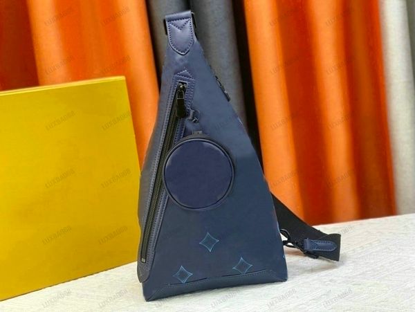 

navy river blue duo shadow taiga leather slingbag with zipped pouch classic backpack mens luxurys designer sling bag neon yellow crossbody s