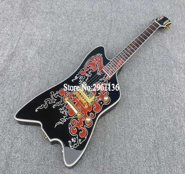 

zz gre g6199 billy bo jupiter built for billy gib black striplined thunderbird electric guitar round input jacks single tv jo6780497