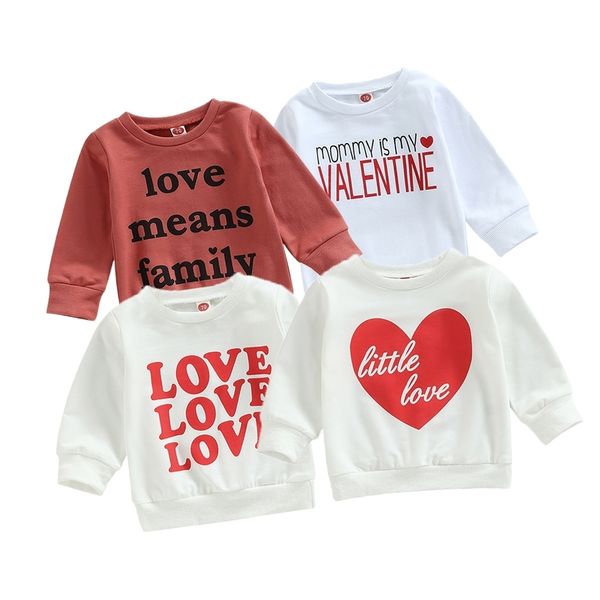 

jackets lovely toddler baby valentines day sweatshirts kids boys girls long sleeve heart letter print loose pullover 230630, Blue;gray