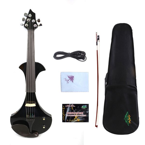 

advanced 5string black electric violin 4/4 hand-made sweet tone case #ev24