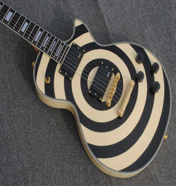 

custom shop zakk wylde bullseye cream black electric guitar mahogany body neck copy emg passive pickups split diamond headst5329973
