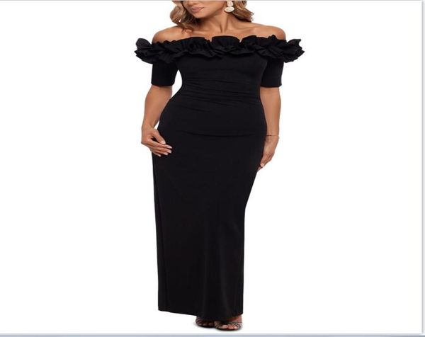 

black spandex luxury evening dress 2021 women elegant bateau long party female sheath prom dresses6645990, Black;red