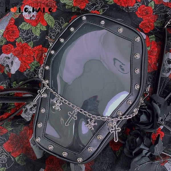 

evening bags evening bags gothic bat punk coffin shape ita women clear backpacks dark lolita handbag and shoulder girls cosplay designer ins