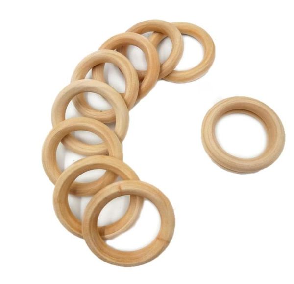 

50pcs 50mm quality natural wood teething beads wood ring kids children diy wooden jewelry making craft bracelet necklace53382599