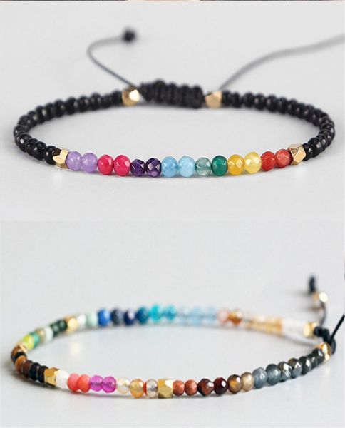 

chakra stone beaded bracelets strands 3mm 12 constellations bohemian simple design beads adjustable lucky zodiac signs braided ban4950986, Black
