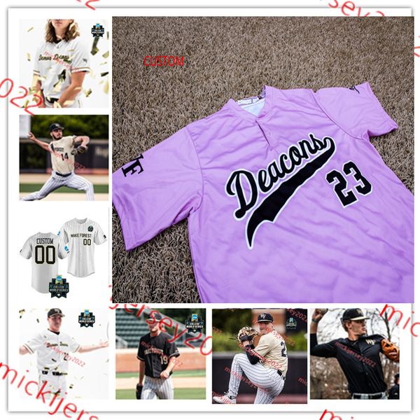 

2023 mcws rhett lowder wake forest demon deacons baseball jersey custom stitched brock wilken brendan tinsman michael turconi teddy mcgraw w, Black