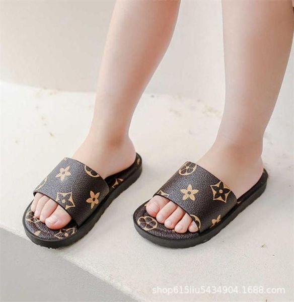 

2021 summer girls039 slippers grid printed sandals fashion kids antiskid outdoor beach home shoes children039s flatsoled sh5901047, Black;grey