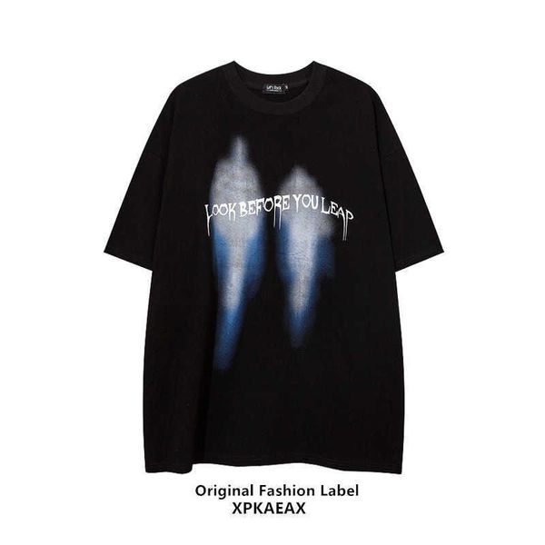 

fashion stussys original brand new dark oversize loose 5/4 short sleeve men's and women's ins american t-shirt spaceman ef, White;black